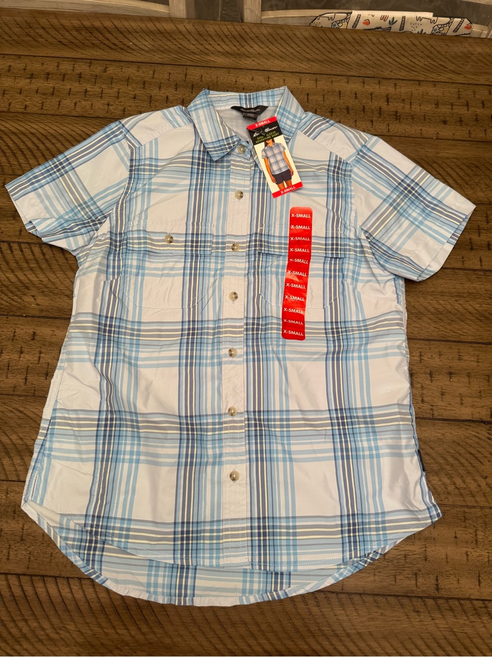 EDDIE BAUER Short Sleeve Adventure Shirt UPF 50 Moisture Wicking Utility Pocket